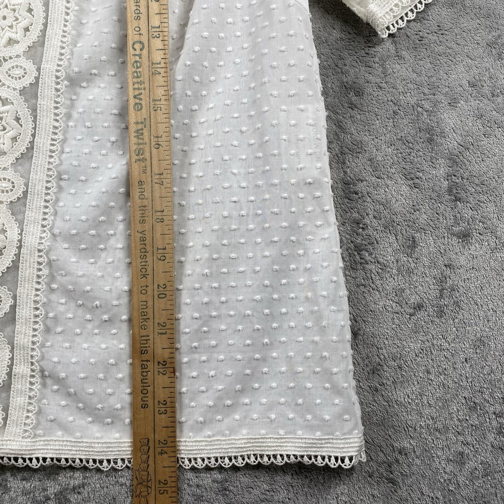 Andrew GN Top Womens Sz 6 FR 38 White Semi Sheer Blouse Lace Cotton Silk France - Picture 12 of 13